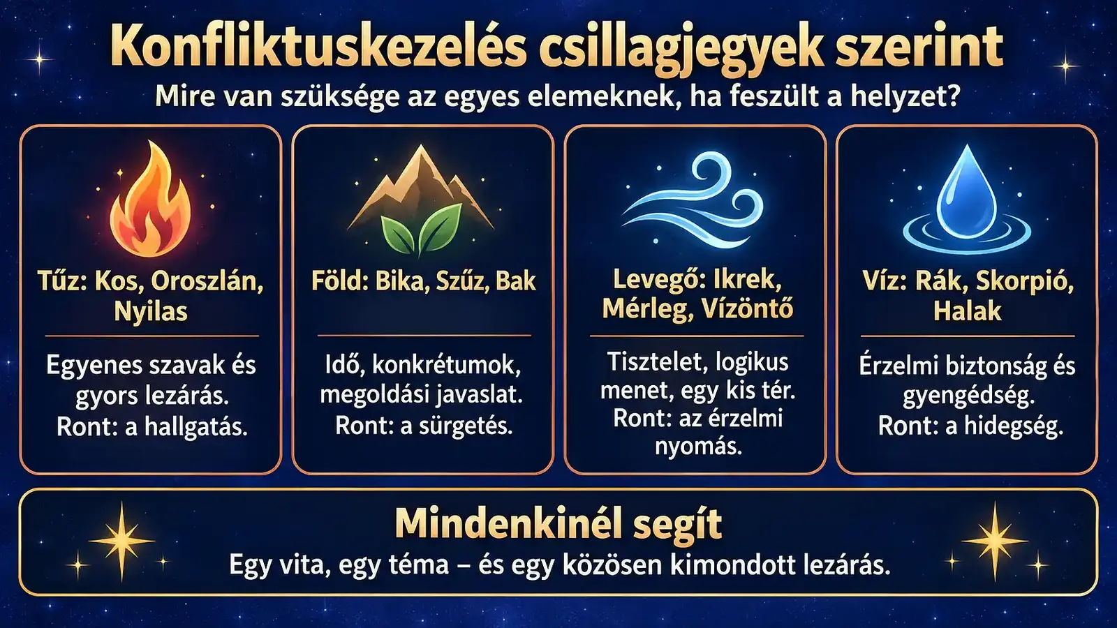 Mire van szüksége az egyes elemeknek, ha feszült a helyzet?